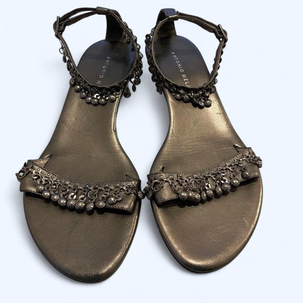 Leather embellished strappy kitten heels size 7.5 by Antonio‎ Melani